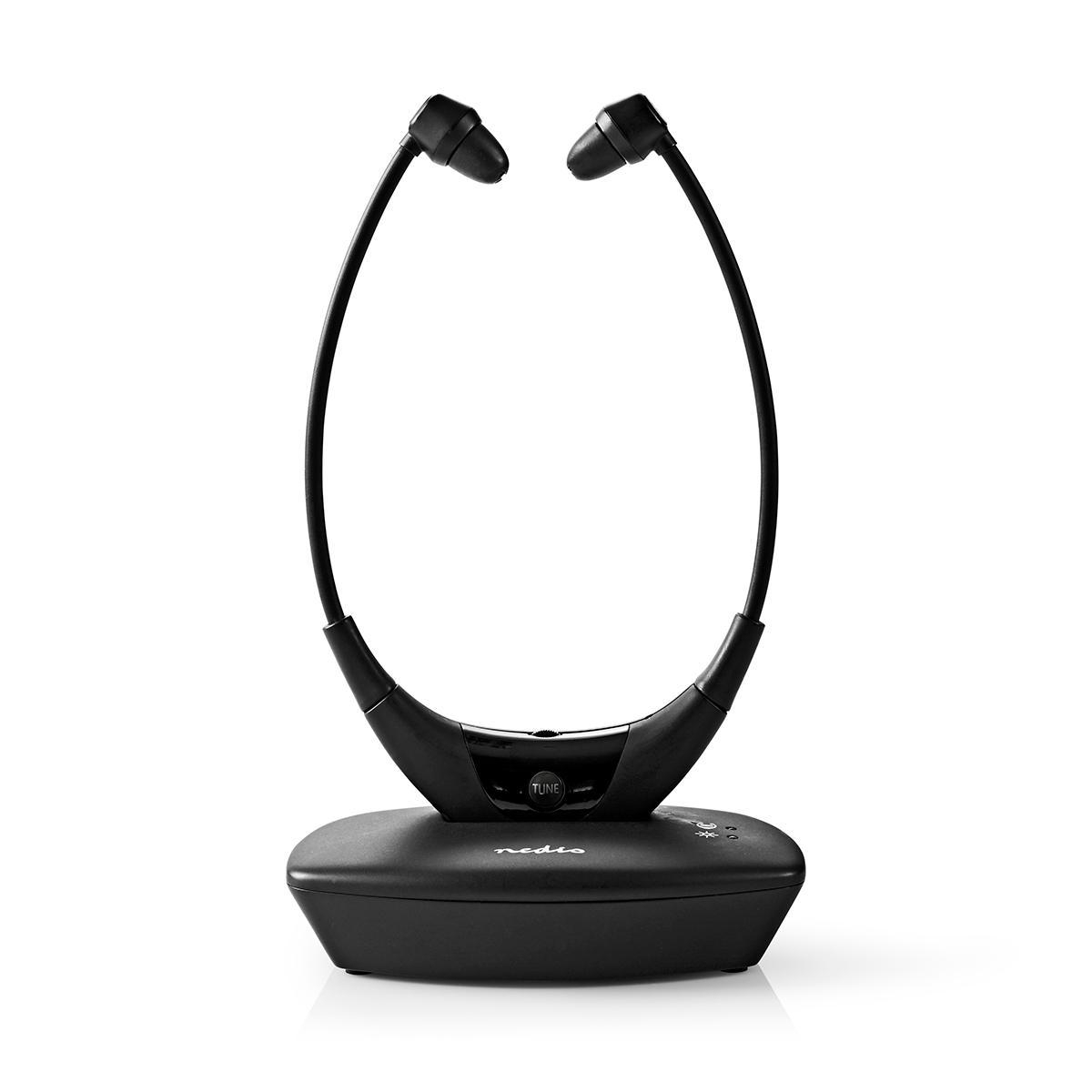Nedis Langattomat TV-kuulokkeet | RF, frequency 868 Mhz | In-Ear-Kuulokkeet | Akun 1 käyttöaika vakiokäyttö: 270 min | 35 m | Digitaalinen Audio | Tasapainon hallinta | Musta