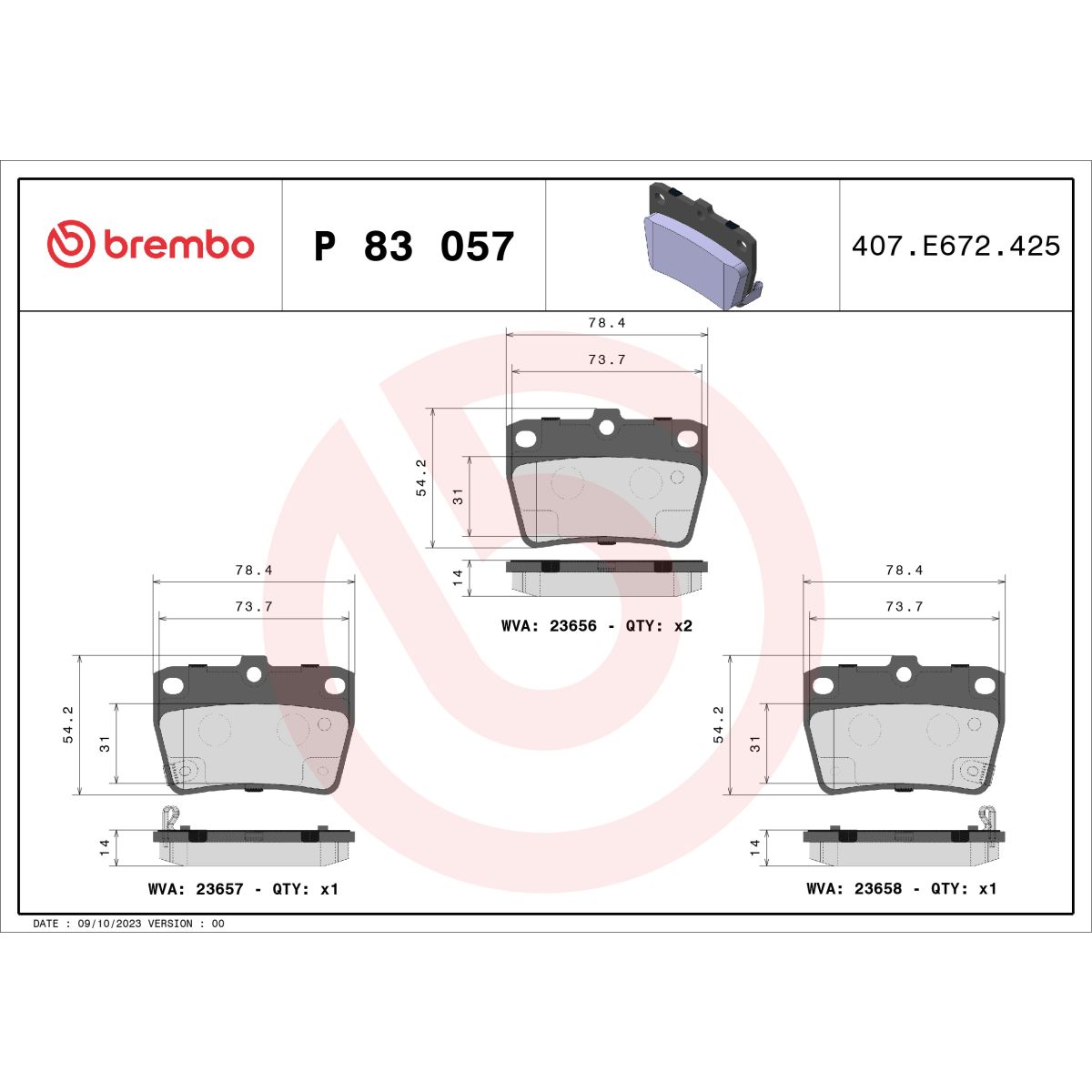 Jarrupalat, levyjarru BREMBO P 83 057