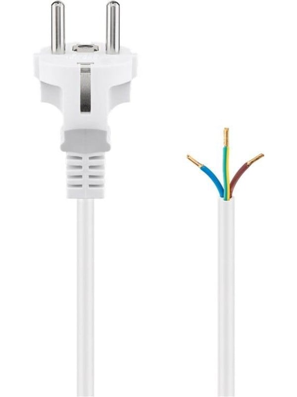Goobay Kabel för skyddskontakt för montering, 1,5 m, vit stickkontakt med skyddsjord (typ F, CEE 7/7) > lösa kabeländar