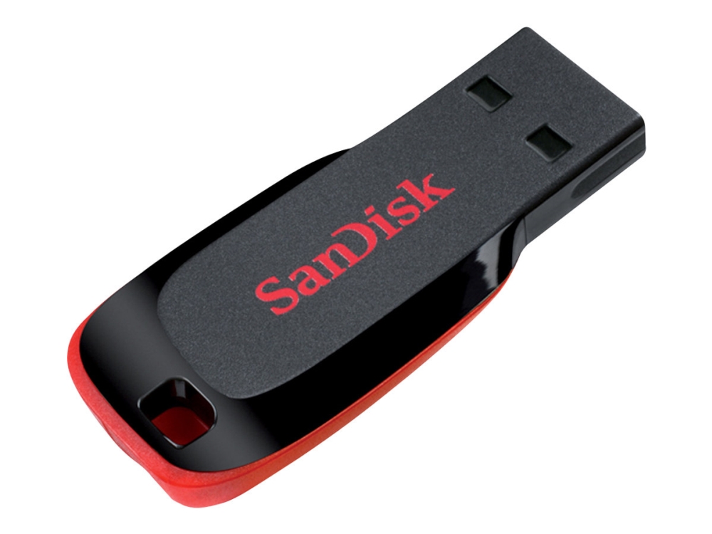 SanDisk Cruzer Blade, 128 GB, USB A-tyyppi, 2.0, Ilman suojusta, 2,5 g, Musta, Punainen