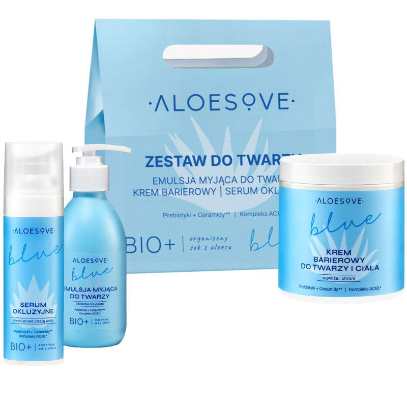 Aloesove Blue Set Emulsione detergente 190 ml + Siero 30 ml + Crema 250 ml — Set skincare viso