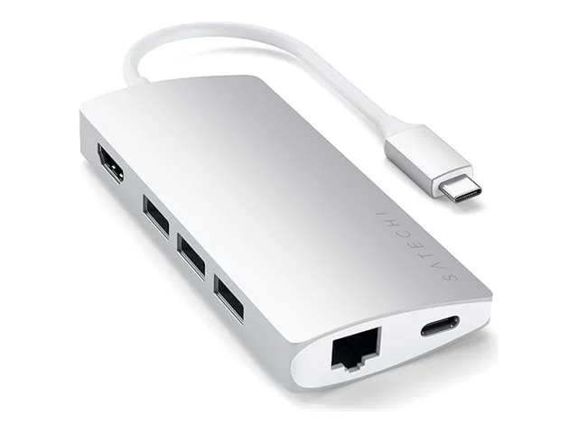 Satechi Alumiininen moniporttisovitin V2 - Telakointiasema - USB-C / Thunderbolt 3 - GigE