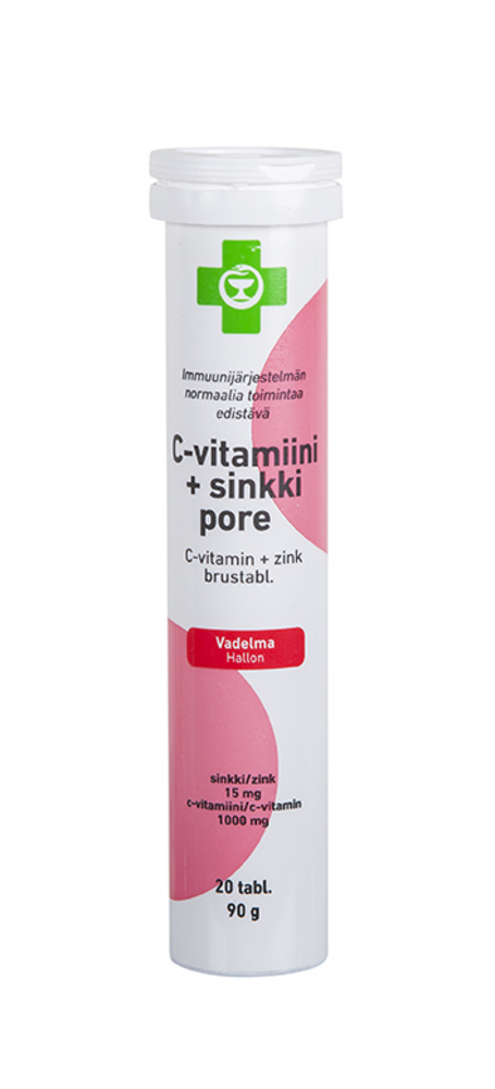 APTEEKKI C-Vitamiini + Sinkki Pore vadelma 20 tabl.
