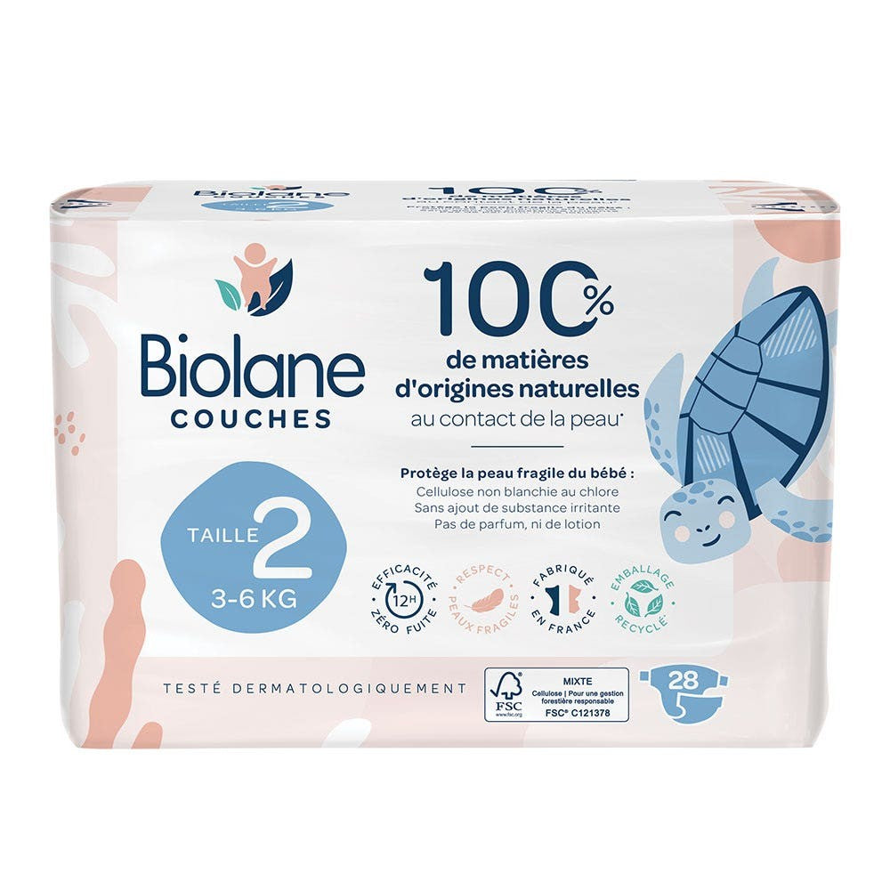 Biolane Luonnolliset ekologiset vaipat Koko 2 3 6kg 28 kappaletta