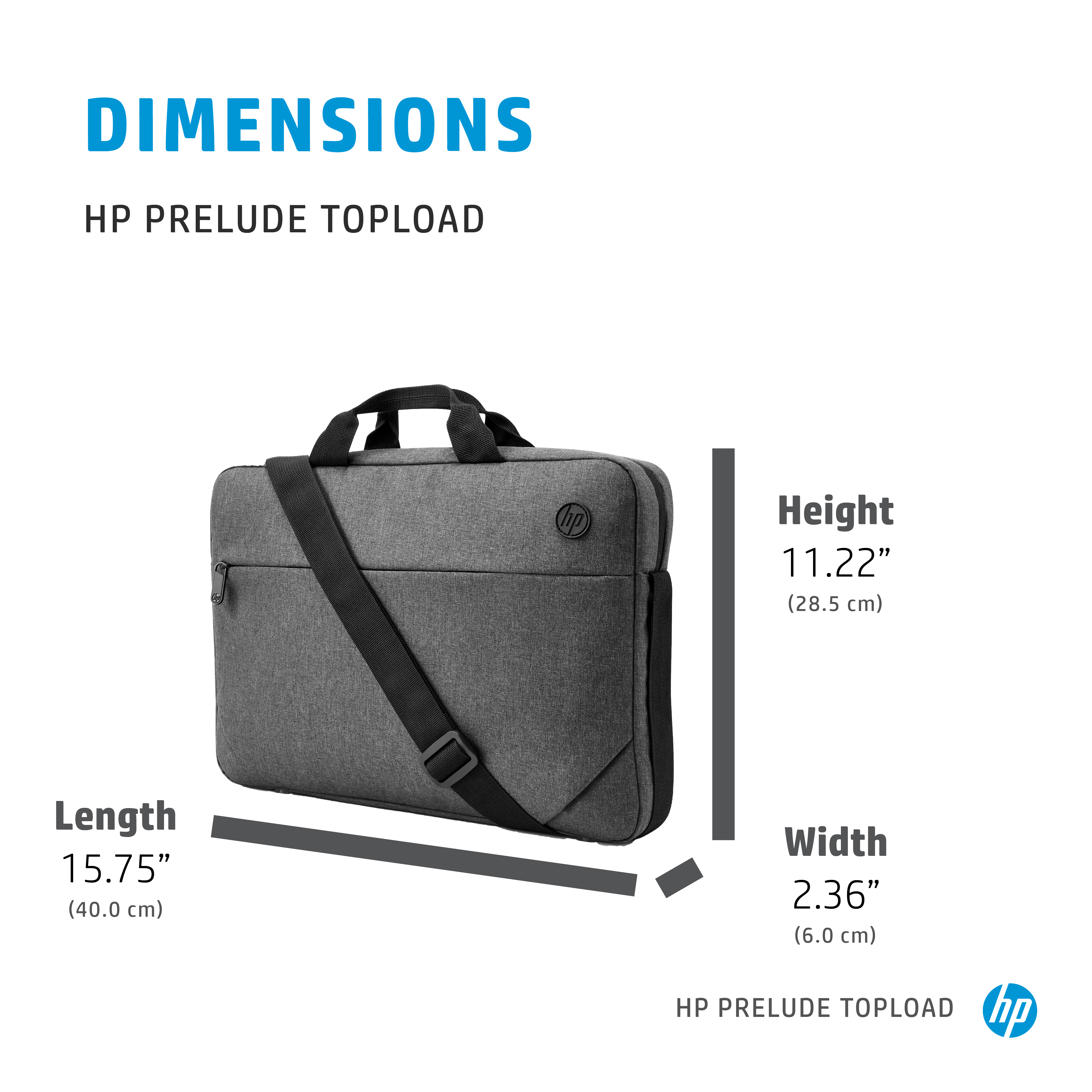 HP Prelude Top Load - Kannettavan tietokoneen kantolaukku - 15.6" - musta ja harmaa, sininen vetoketju malleihin EliteBook 830 G6, Pro Mobile Thin Cli
