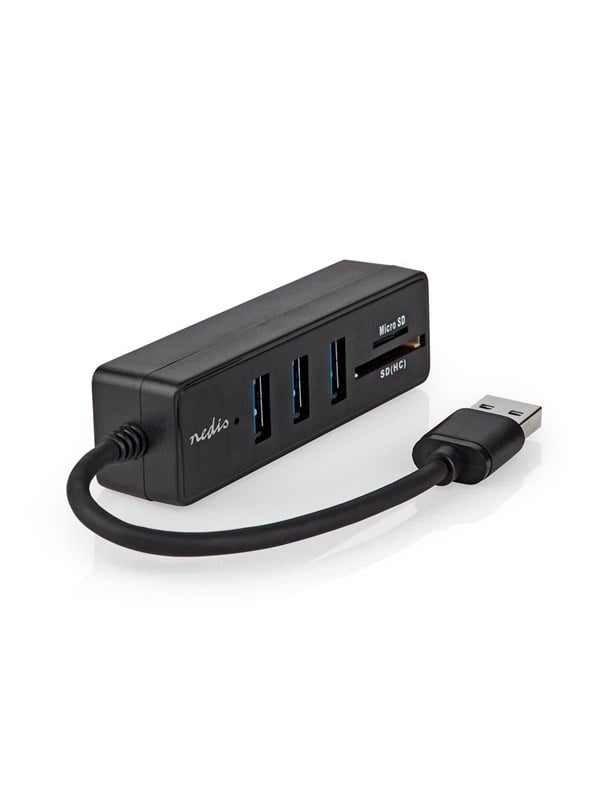 Nedis USB-keskitin | USB-A Male | 3x USB A Female | 5-Porttinen port(s) | USB 3.2 Gen 1 | USB Virta | 5 Gbps | SD & MicroSD