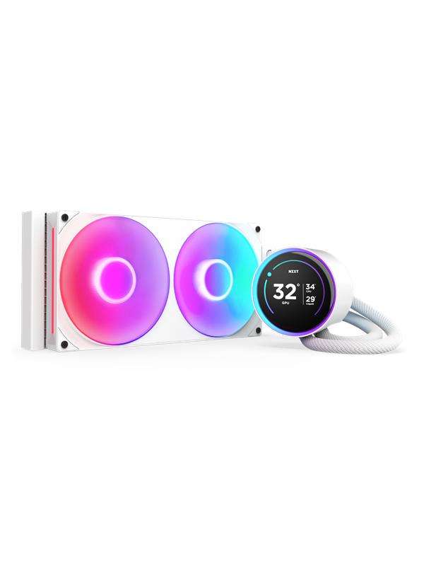 NZXT Kraken Elite 280 RGB, All-in-one nestejäähdytin, 14 cm, 98,61 kuutiometriä/min, valkoinen