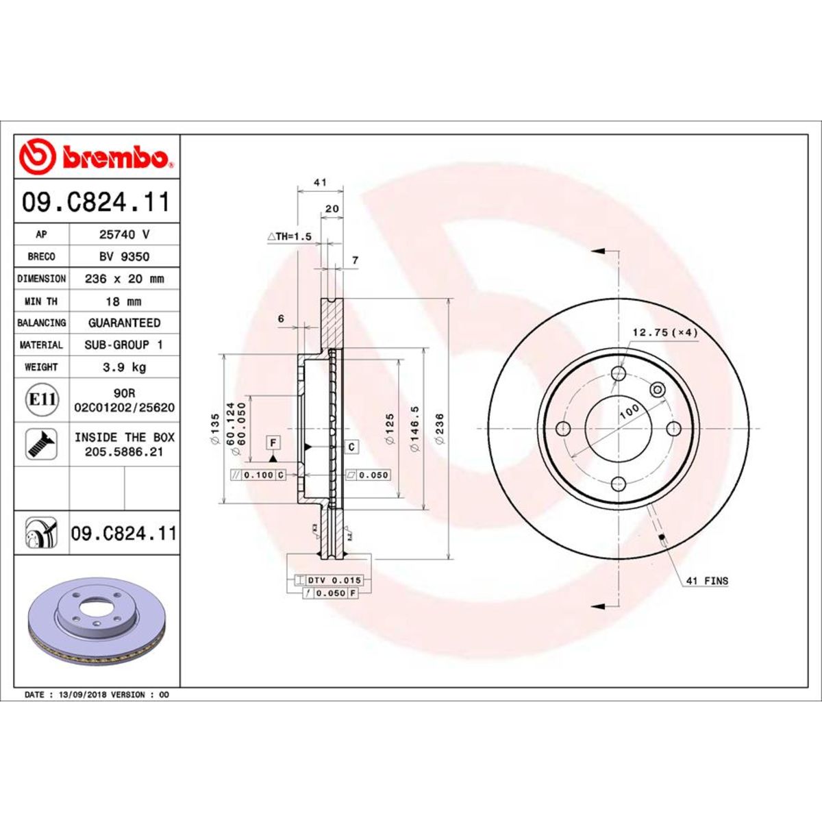 Jarrulevy BREMBO 09.C824.11