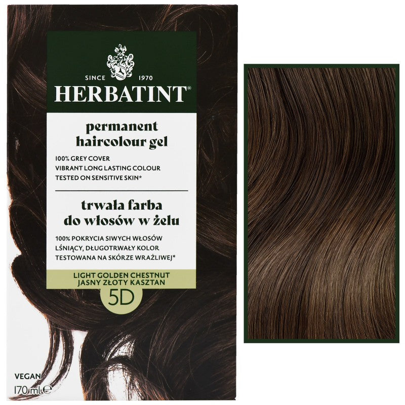 Herbatint Pysyvä hiusväri geelinä 170 ml 5D | Vaalea kulta kastanja