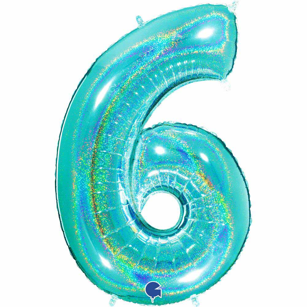 Isot numerofoliopallot, Turkoosi-hologrammi, 100cm-6