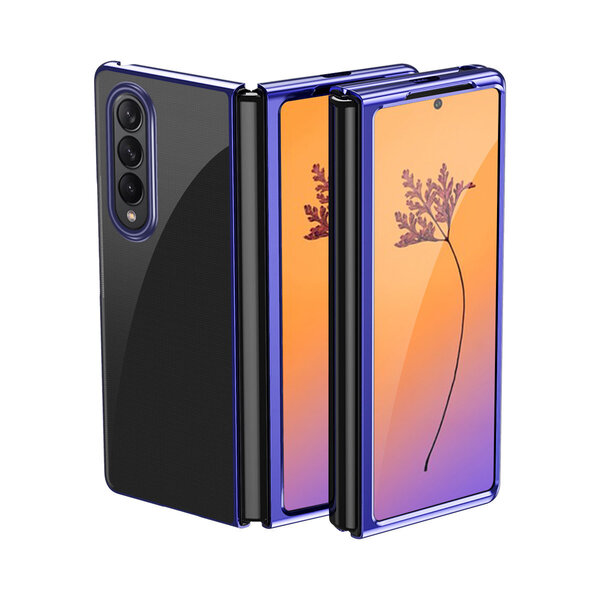 Hurtel Plating Case for Samsung Galaxy Z Fold 4 Cover with a Metallic Frame Blue