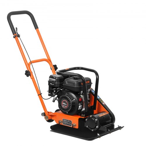 VEVOR Plate Compactor, 6.5 HP 196CC Gas Engine, 5600 VPM Vibrating Ground Rammer, 10.5 kN Compaction Force, 51 x 37 cm Plate, Walk Behind Compactor for Paver Landscaping, Asphalt, Foundation, Soil