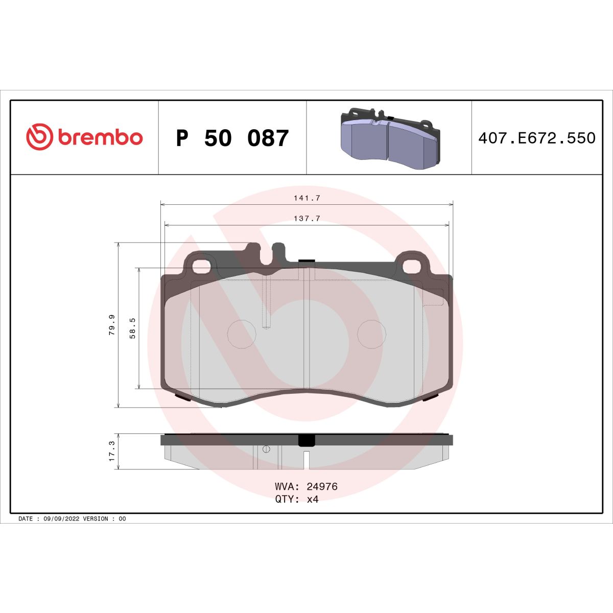 Jarrupalat, levyjarru BREMBO P 50 087