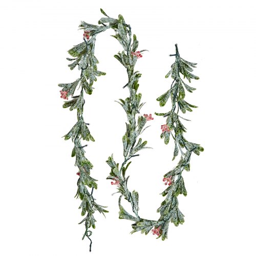 VEVOR Christmas Garland, 2011 mm Realistic Greenery Decorated with Vines, Olive Leaves, and Berries, Evergreen Faux Garlands with Light String for Indoor Outdoor Xmas Decoration on Mantel Fireplace