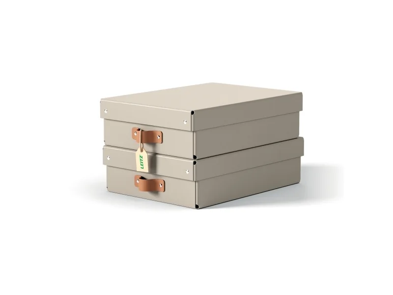Leitz Puro säilytyslaatikko kannella, Medium matala, 8L, 100% kierrätyskartonki, 2 kpl, Beige