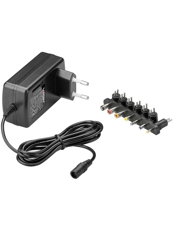 Goobay Universalnätdel (9 V - 24 V max. 24 W / 1,5 A) inkl. 7x DC-adaptrar