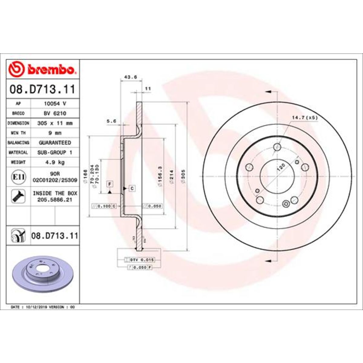 Jarrulevy BREMBO 08.D713.11