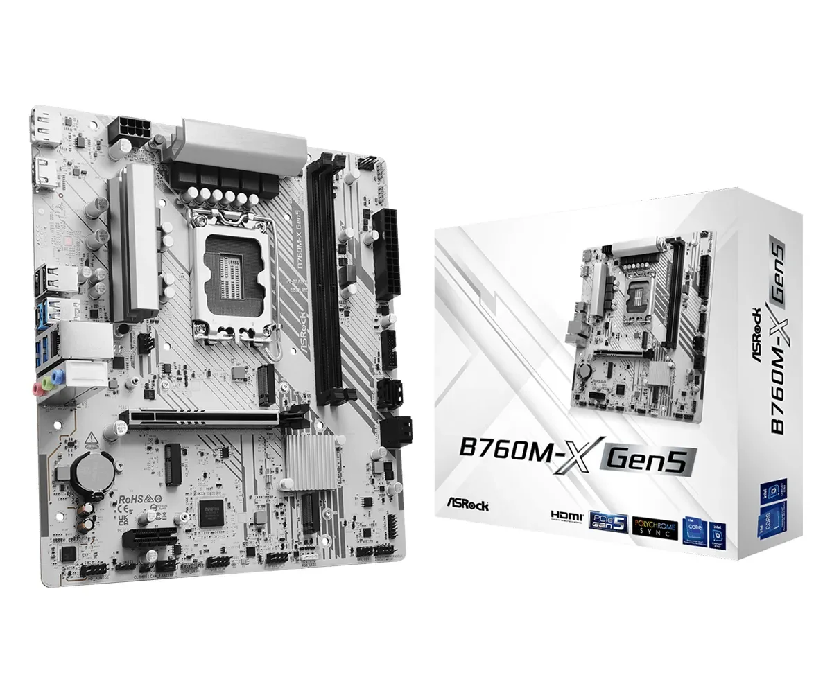 ASRock B760M-X Gen5 - motherboard - micro ATX - LGA1700 Socket - B760 Emolevy - Intel B760 - Intel LGA1700 - DDR5 RAM - Micro-ATX