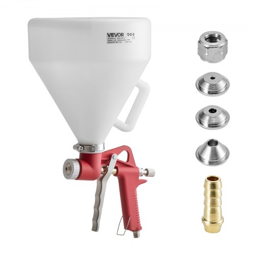 VEVOR Air Texture Spray Gun, 4.5L Air Hopper Spray Gun, Professional Drywall Texture Painting Sprayer with 3 Nozzles (3.5mm, 6mm, 8mm) for Popcorn, Knockdown, Orange Peel Textures