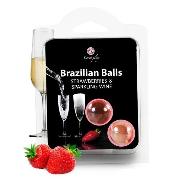 Brazilian Balls Mansikka & Kuohuviini – Sulavat Hierontakuulat (2 kpl)