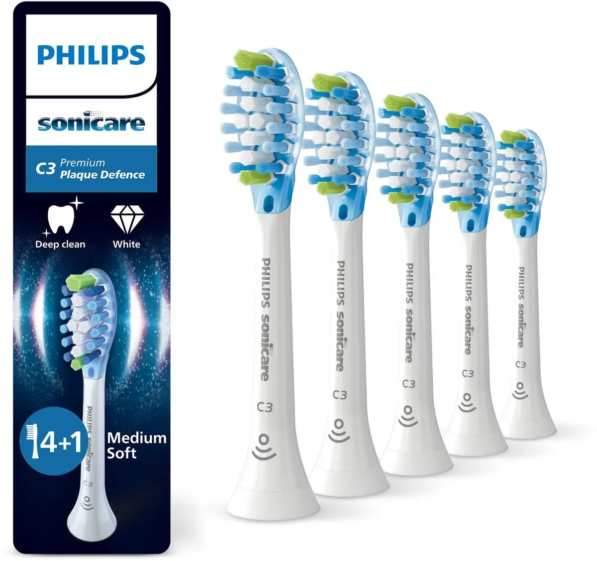 Philips Sonicare C3 Premium Plaque Defence -vaihtoharjat, valkoinen
