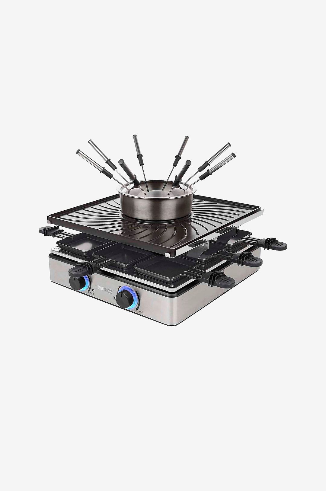 Raclette- ja fonduegrilli, 31x31cm, 1700W, tilavuus 1,3L