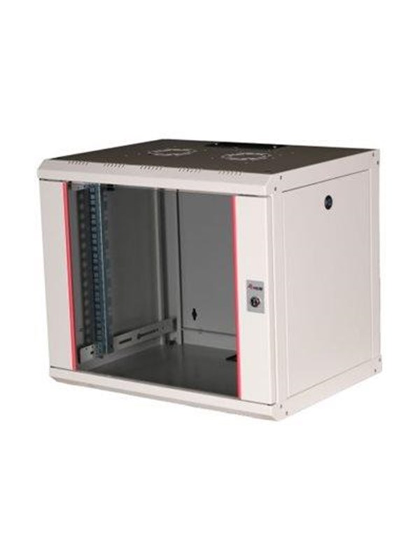 Equip EPM-09-6045-G-CBAA, Seinään asennettava laitekehikko, 9U, Näppäinlukko, Kotelon kiskot, 17,6 kg, Vaaleanharmaa