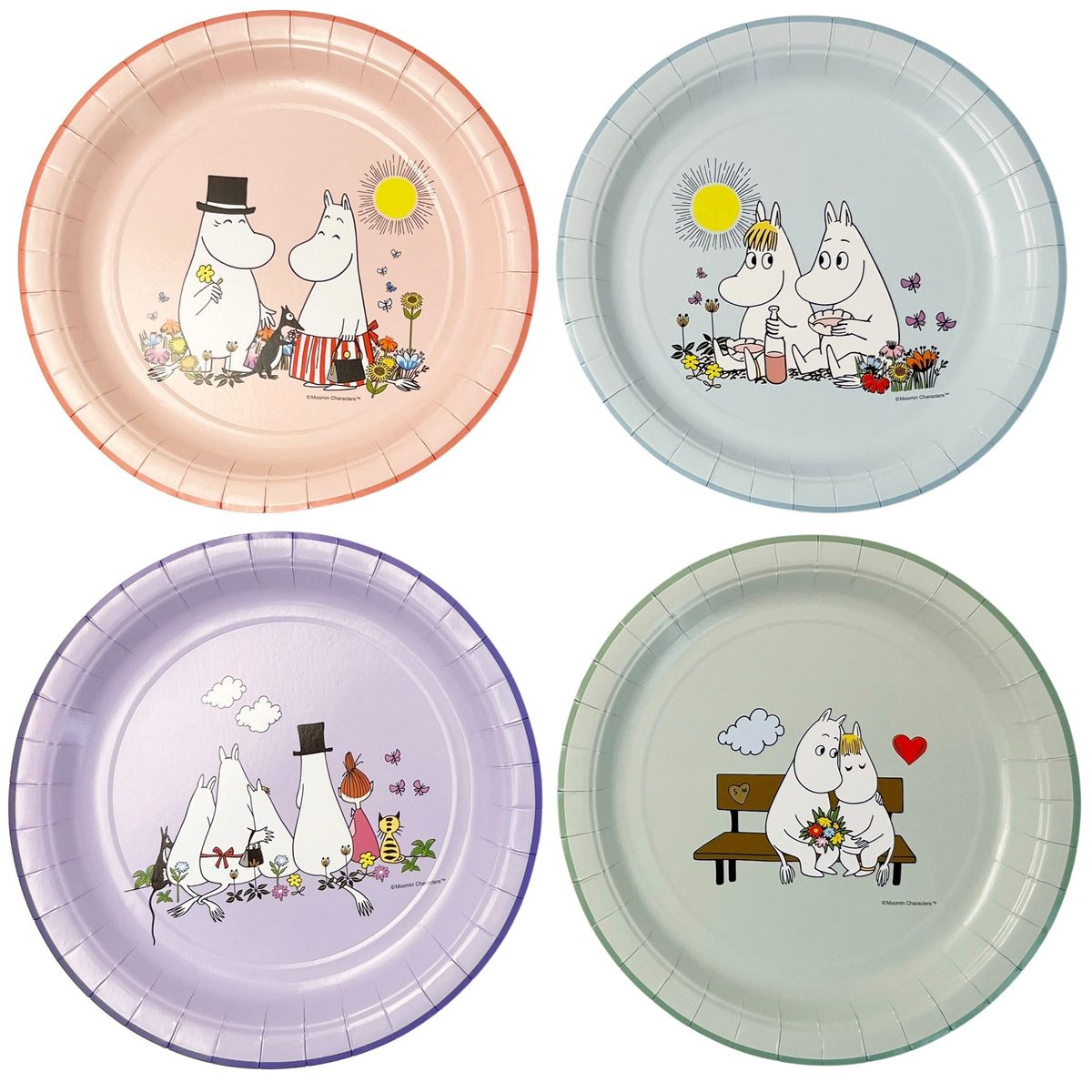 Pahvilautaset - Muumit, pastelli, Ø23 cm, 8 kpl