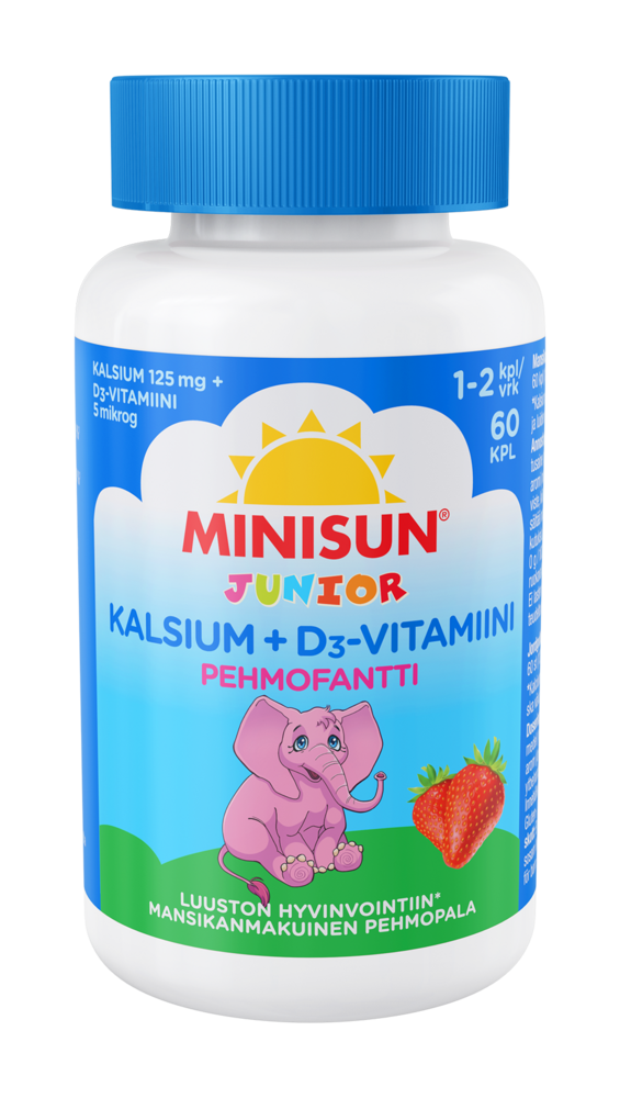 Minisun Pehmofantti Luusto Junior Kalsium+D-vitamiini 60 kpl pehmeä pureskelta