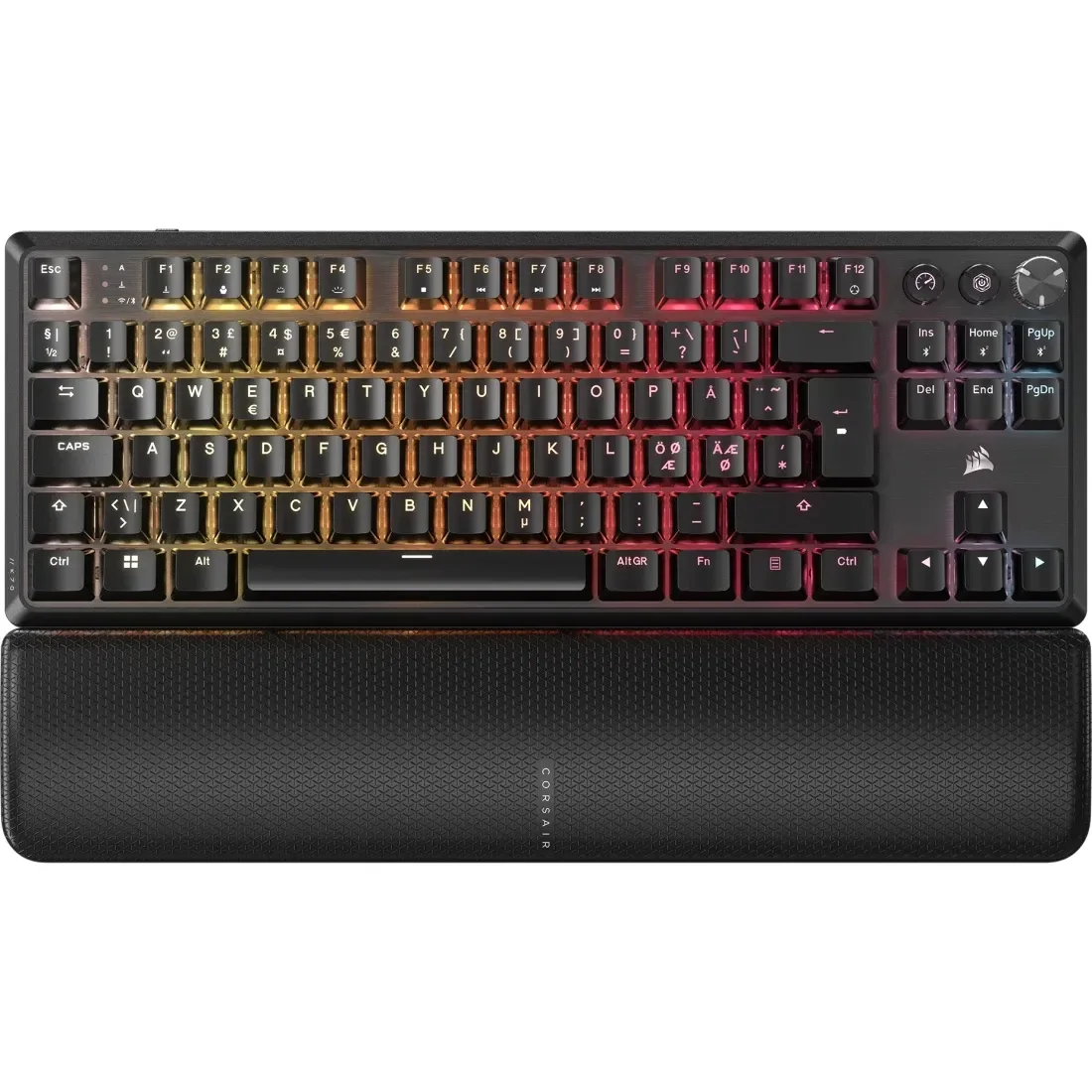 CORSAIR K70 CORE TKL WIRELESS RGB - Näppäimistö - TKL - taustavalaistu - langaton - Bluetooth, USB, 2,4 GHz - QWERTY - Nordic - avainliitin: CORSAIR MLX Red v2 - musta
