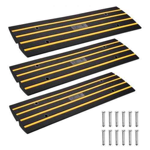 VEVOR Curb Ramp Rubber Driveway Ramp 3 Pack 2.6" Rise 15T Load Threshold Ramp