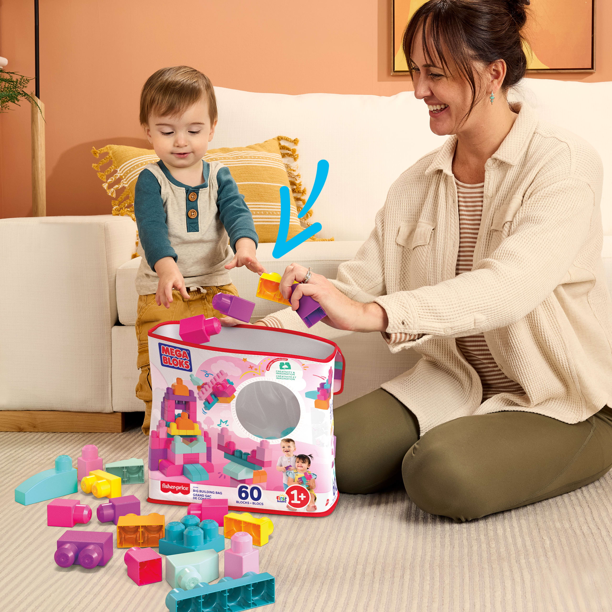 MEGA Bloks First Builders Iso rakennuspalikkapussi Pink