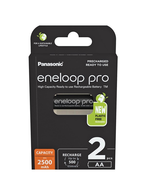 Panasonic Eneloop Pro R6 / AA 2500 mAh ladattava akku BK-3HCDE– 2 kpl