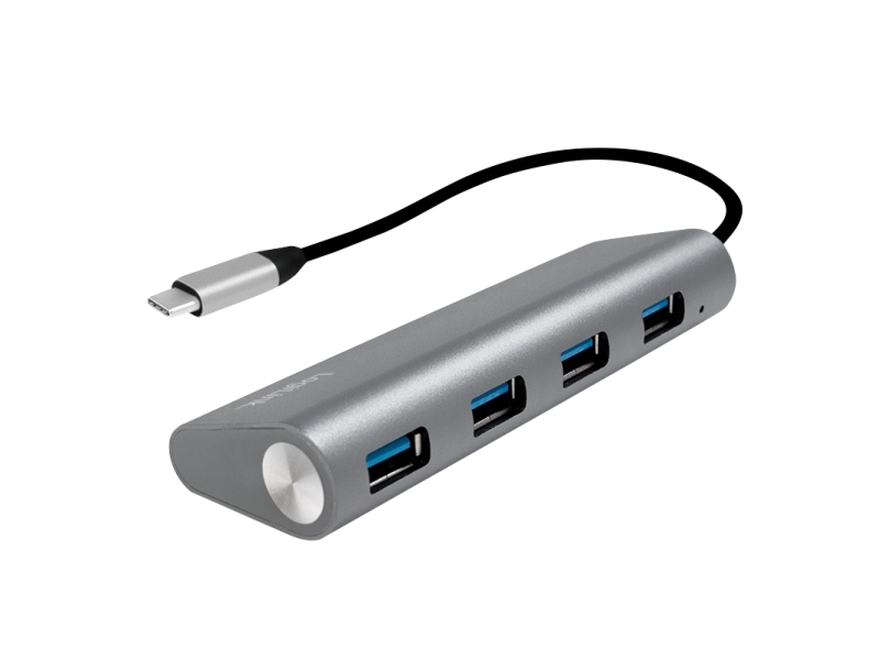 LogiLink USB-C 3.1 -keskittimen 4 porttia USB hub - 4 porttia - USB 3.2 - Harmaa