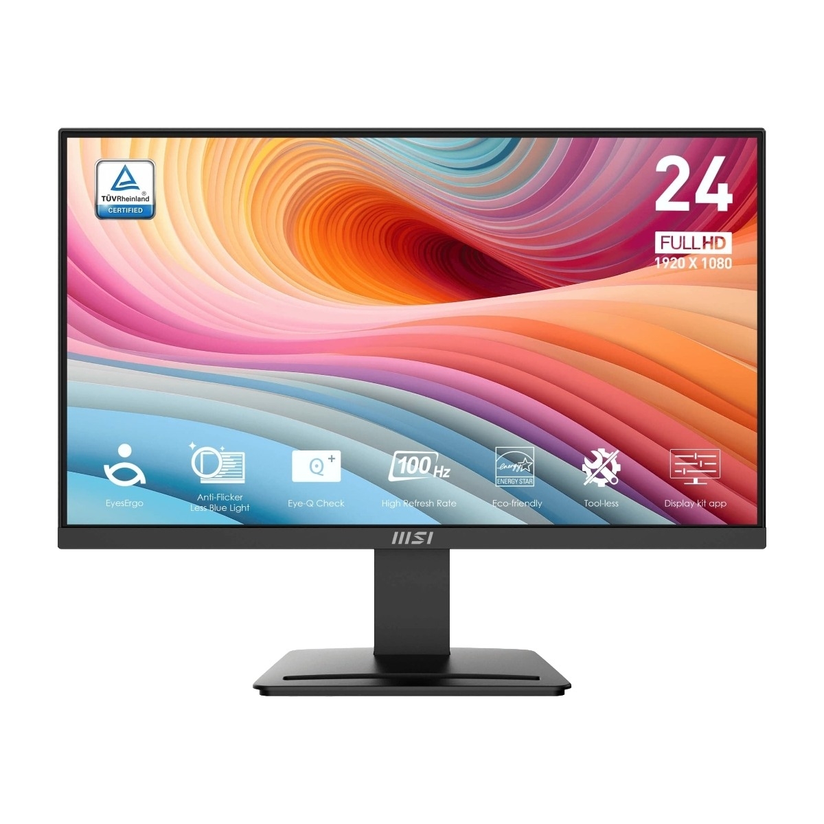 MSI PRO MP2412 - LED-näyttö - 24 (23,8 katseluun) - 1920 x 1080 Full HD (1080p) @ 100 Hz - VA - 300 cd/m² - 4000:1 - 1 ms - HDMI, DisplayPort - HDMI, DisplayPort
