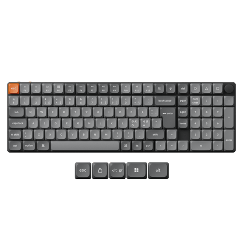 Keychron K17 MAX Wireless Tri-Mode Hot Swap QMK/VIA Gateron Low Profile Red - Pelinäppäimistö - Pohjoismainen - Musta