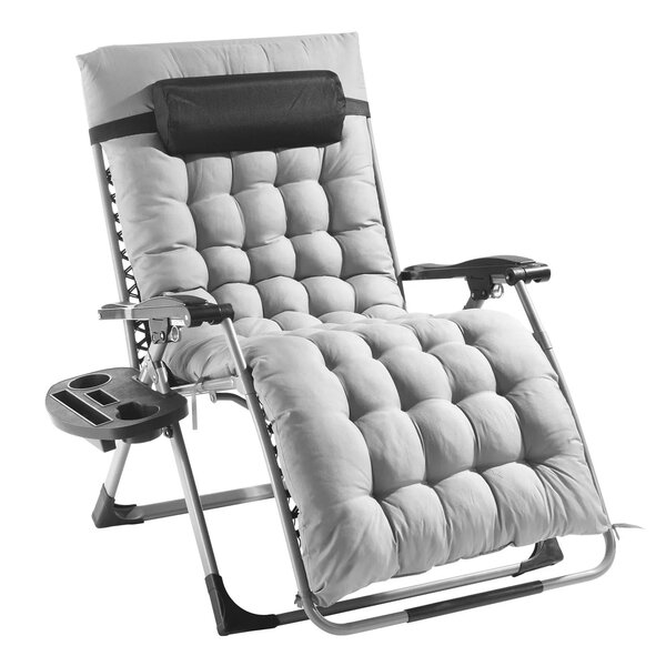 VEVOR Zero Gravity Chair, 33 inch Zero Gravity Recliner Lounge Chair for Indoor and Outdoor, Adjustable Anti Gravity Chair with Cushion, Headrest, Footrest, and Cupholder, 500 lbs, Gray