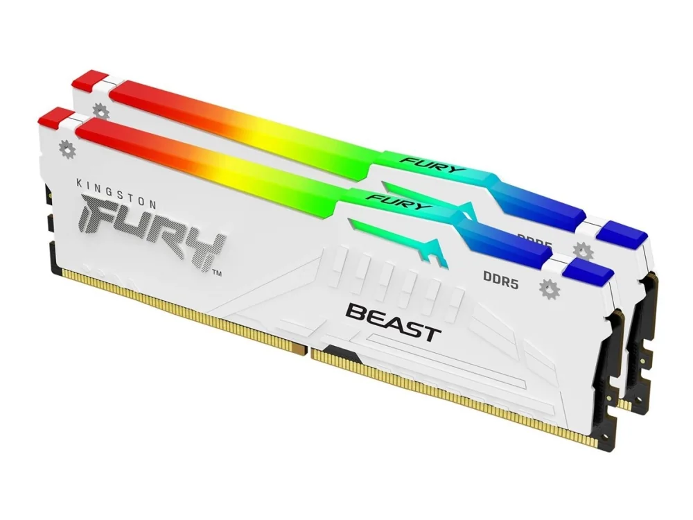 Kingston FURY Beast RGB 32 Gt (2 x 16 Gt) DDR5 6000 MHz, CL30 -muisti, valkoinen (EXPO)