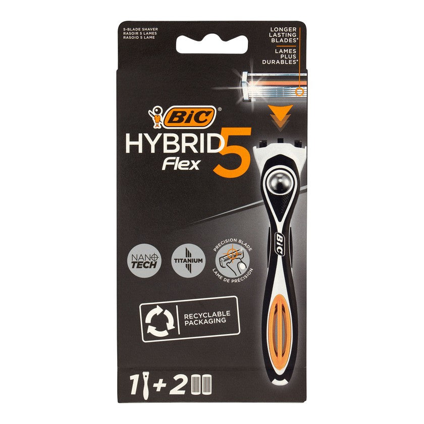 Bic Hybrid5 Flex -parranajokonejärjestelmä, varsi + vaihtoteriä