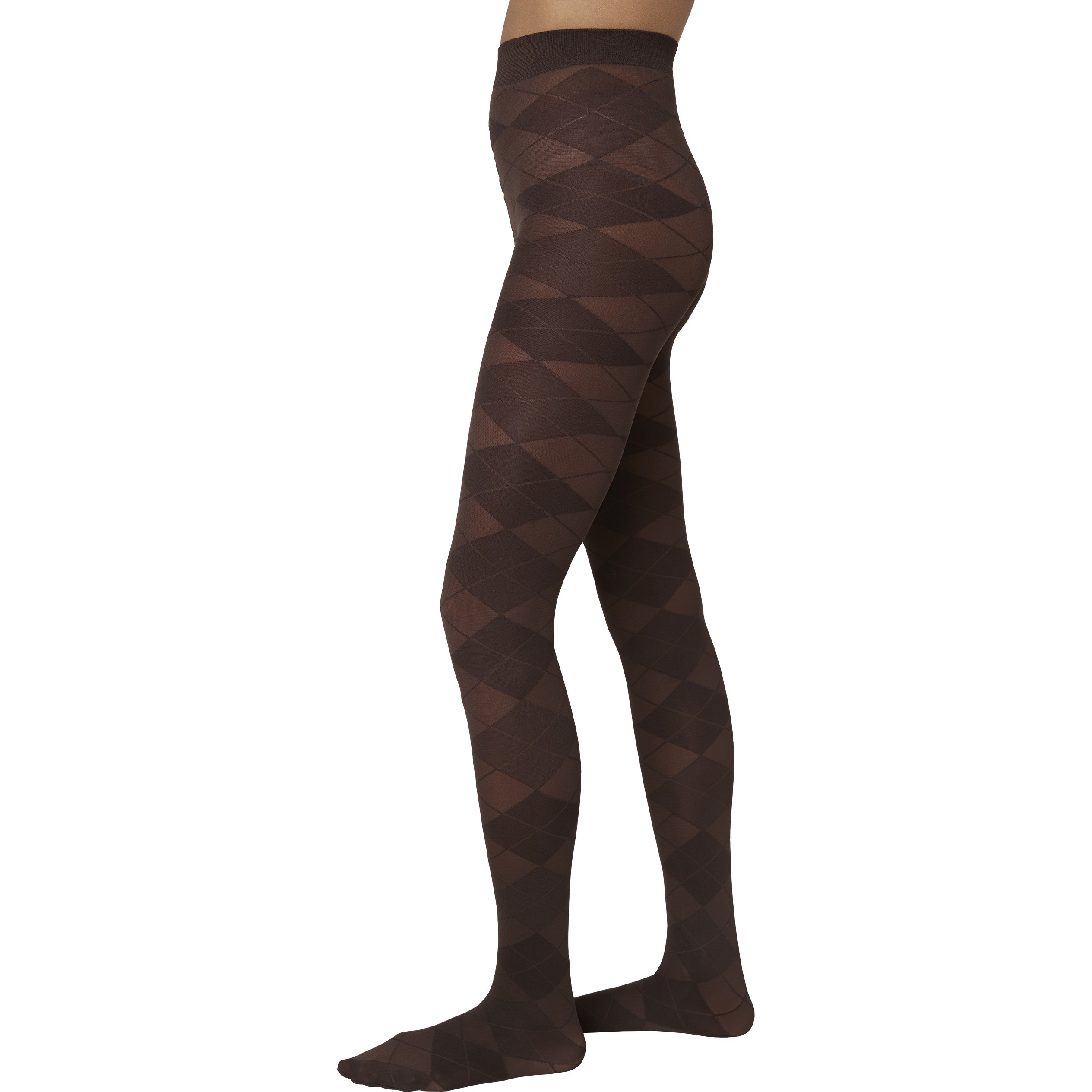 Swedish Stockings Rebecka Argyle Tights  Dark Brown L