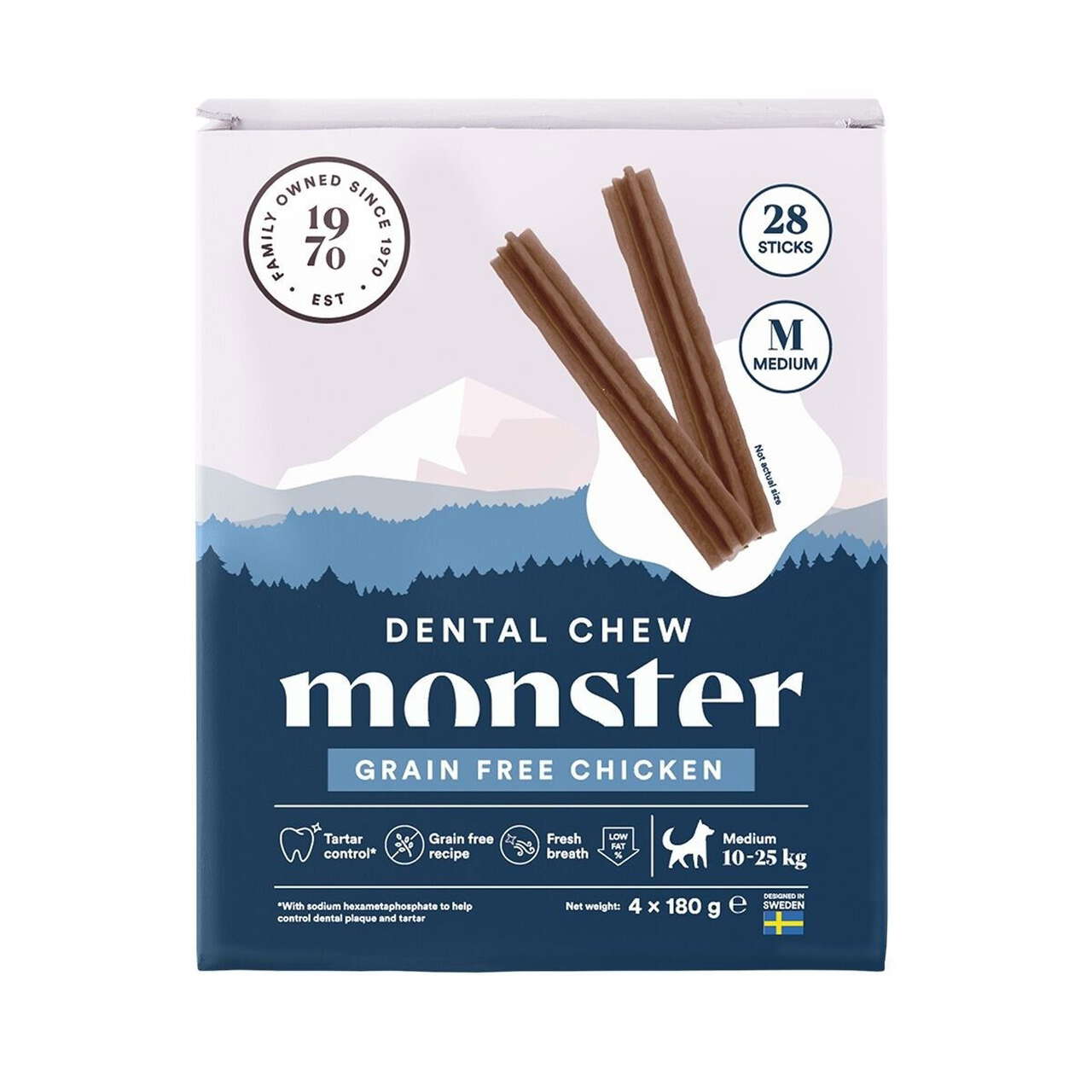 Monster Dog Dental Chew Grain Free Chicken M Month 28 kpl 720 g
