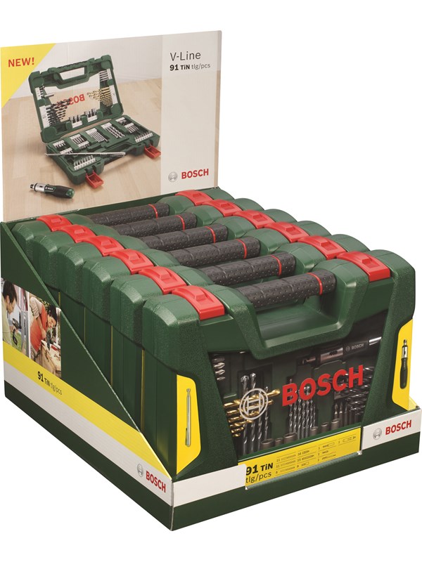Bosch V-Line - Ruuvinväännin, porakone ja hylsysarja - 91 kpl