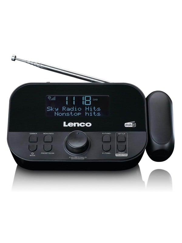 Lenco DAB+, FM-kelloradio, jossa on projektio