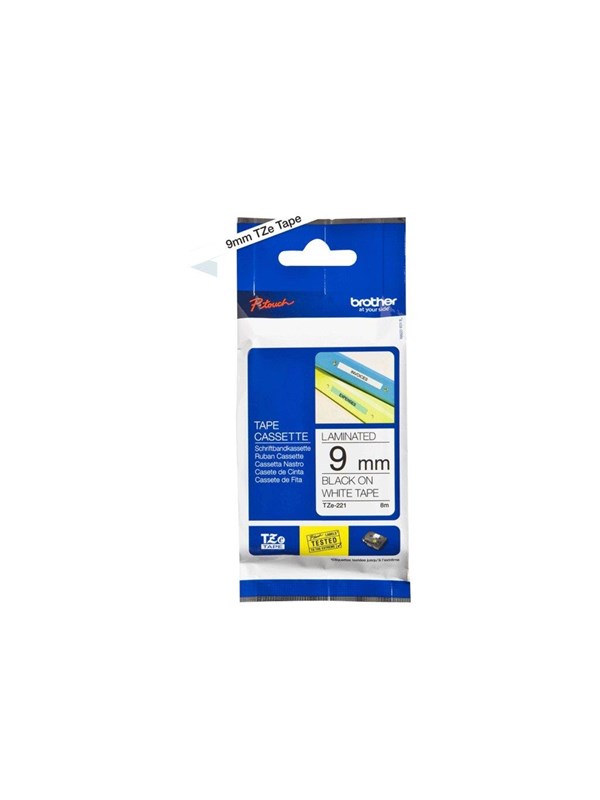Brother Tape 9mm Tze-221 Musta/valkoinen