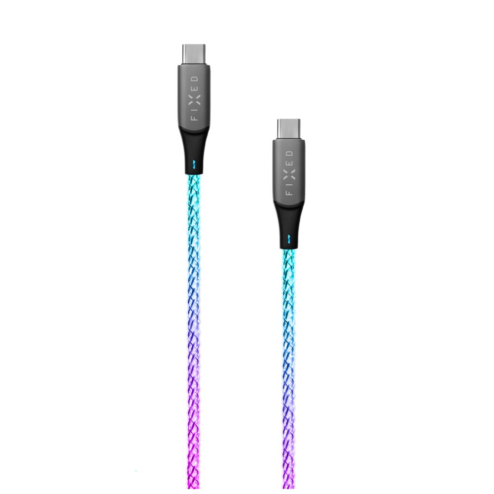 FIXED LED Gaming USB-C/C 60W kaapeli 1.2m Monivärinen