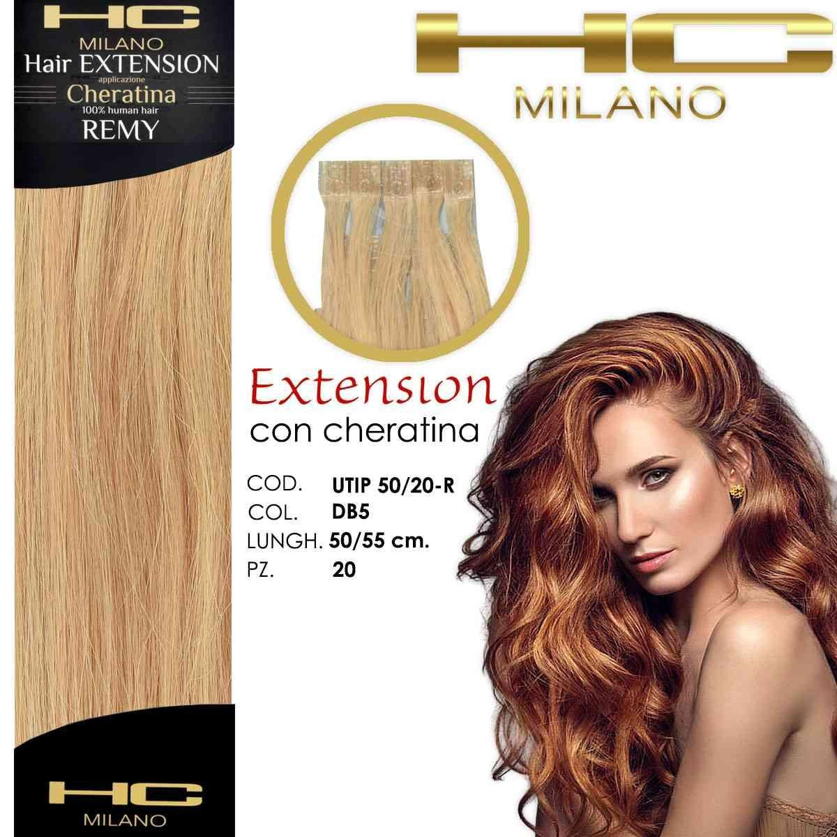 Hc Milano Remy-keratiinihiuspidennys 50/55 cm 20 kappaletta väri Db5