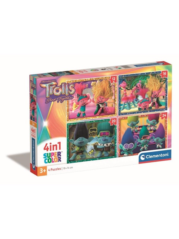 Palapeli 4w1 Super Kolor Trolls 3