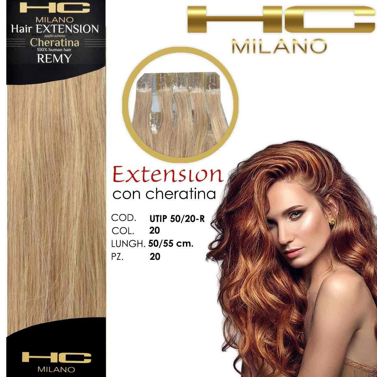 Hc Milano Remy-keratiinihiuspidennys 50/55 cm 20 kappaletta Väri 20 Blond EC 7,00