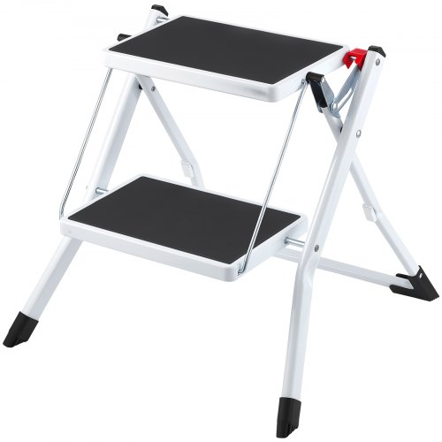 VEVOR Step Ladder 2-Step 150kg Capacity, Ergonomic Folding Steel Step Stool with Wide Anti-Slip Pedal, Sturdy Step Stool for Adults Toddlers, Multi-Use for Household, Kitchen, Office, RVs