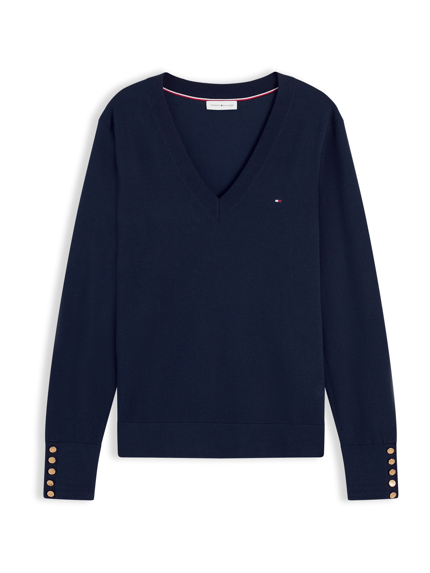 TOMMY HILFIGER Neulepaita 'Gold-tone Button Cuff'  laivastonsininen